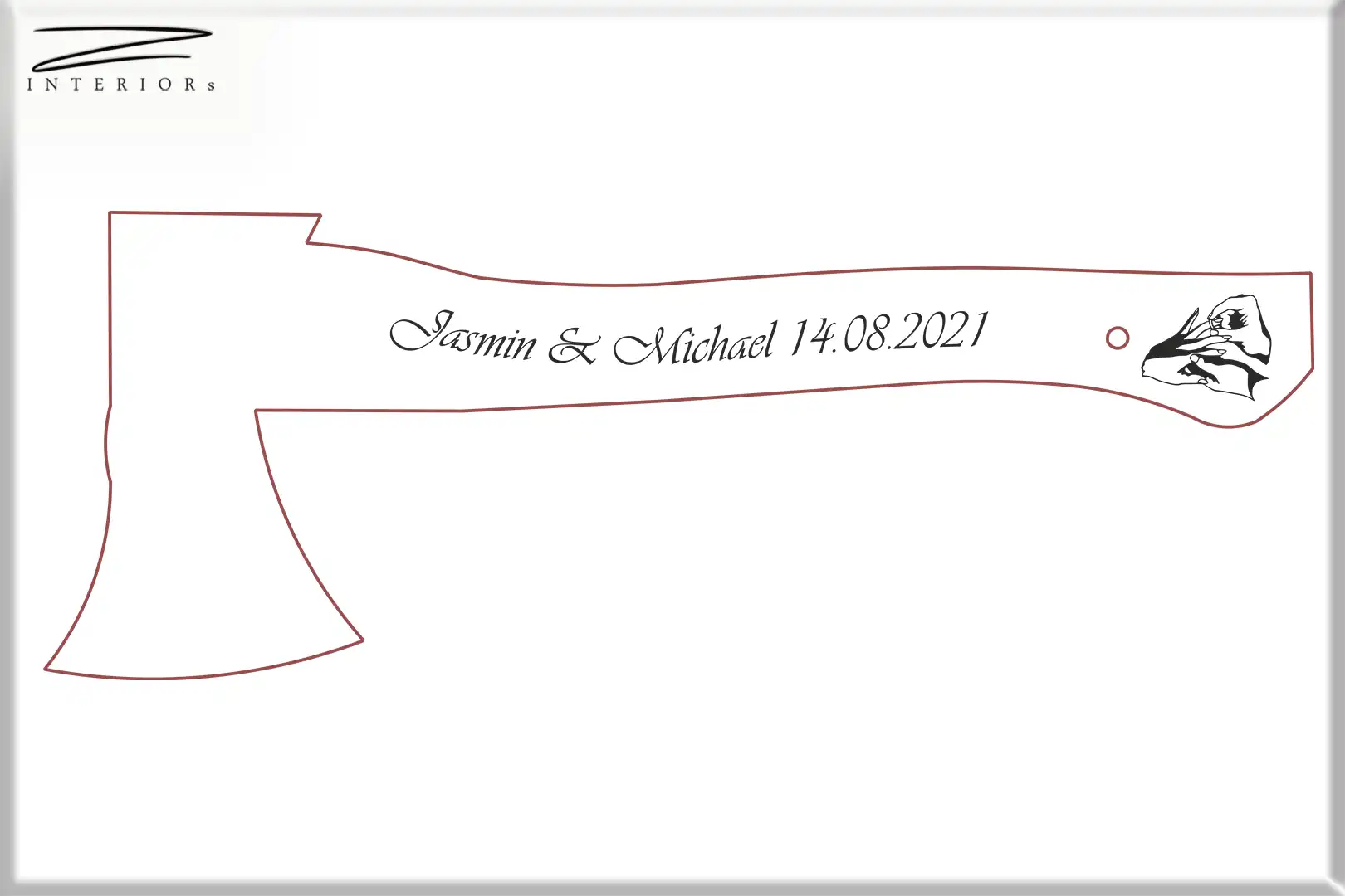 Axt Digitalisiert für die Positionierung der Schrift