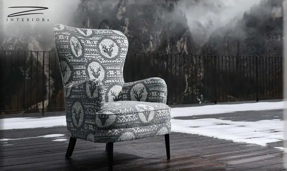 Ohrenbackensessel im fine Stoff